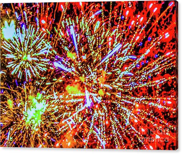 Vibrant Fireworks Display Canvas Print by D Davila