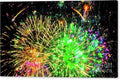 Fireworks Vibrant Night Display Canvas Print by D Davila — Waikiki, Oahu, Hawaii