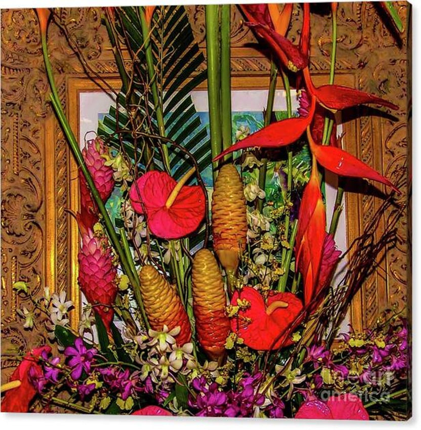 Vibrant Tropical Floral Arrangement Canvas Print