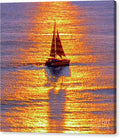 Catamaran Sails Hawaii Sunset Canvas Print — 20x20 in. | Gallery Wrap