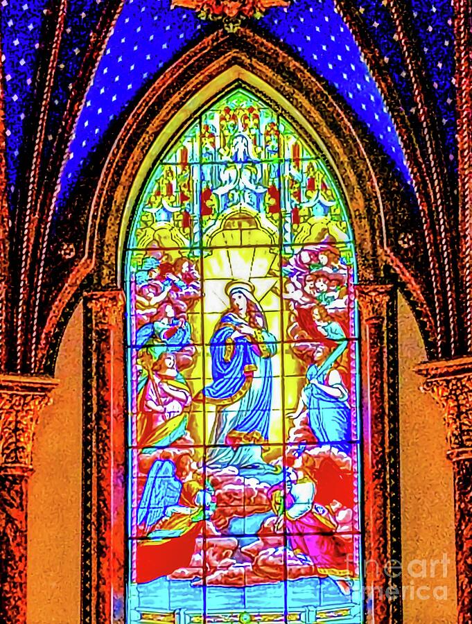 Saint Mary's Cathedral - Stained Glass Window - Austin, Texas // Canvas Print by D Davila