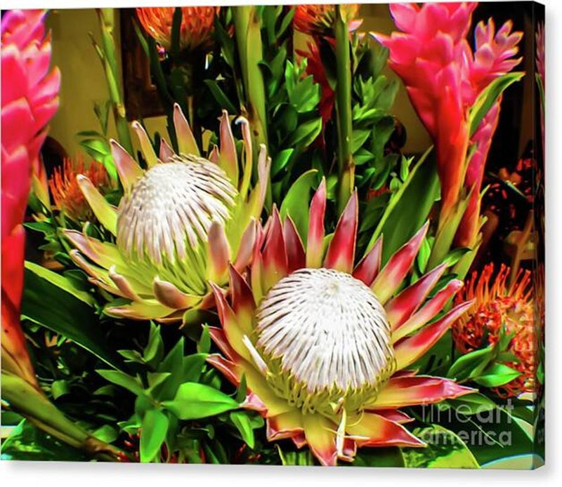 Exotic Flowers Burst with Color — Gallery Wrap Canvas Print 20x15 Inches
