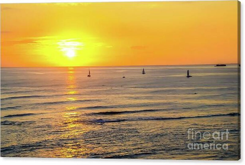 Golden Sunset Over Calm Sea — Gallery Wrap Canvas Print 36x20.5 Inches